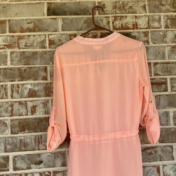 Tea & Cup Peach Chiffon Shirt Dress - Picture 11 of 12